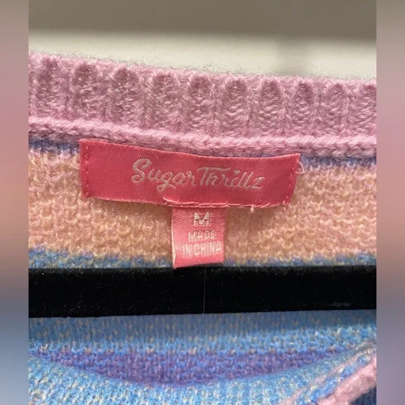 Sugar Thrillz Dolls Kill Follow The Rhythm Rainbow Crop Sweater Top - Picture 6 of 7